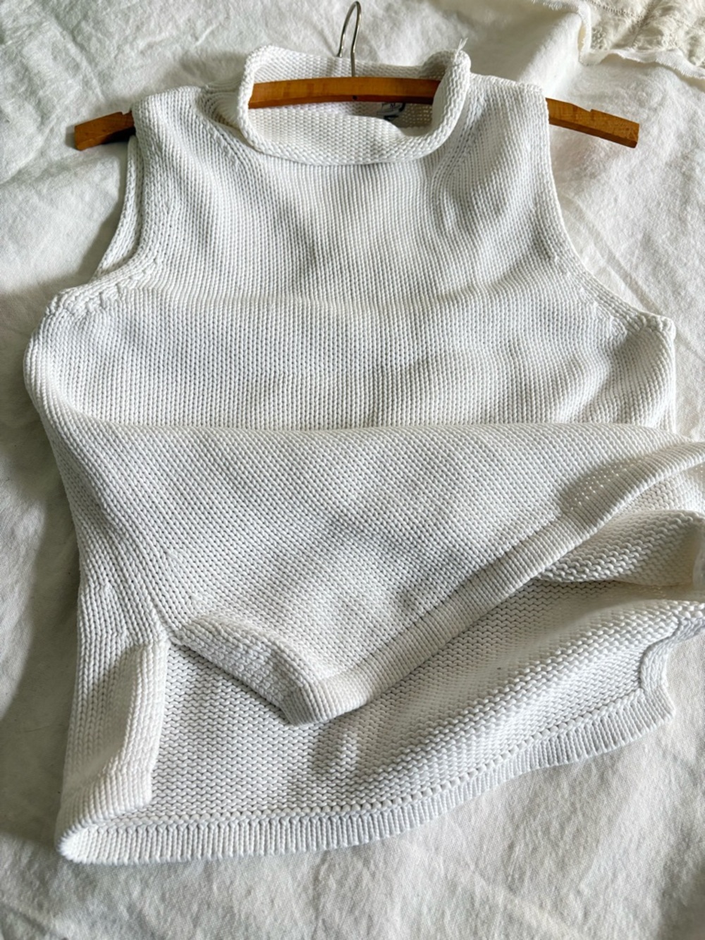 White Knit Mock Neck Tank Top